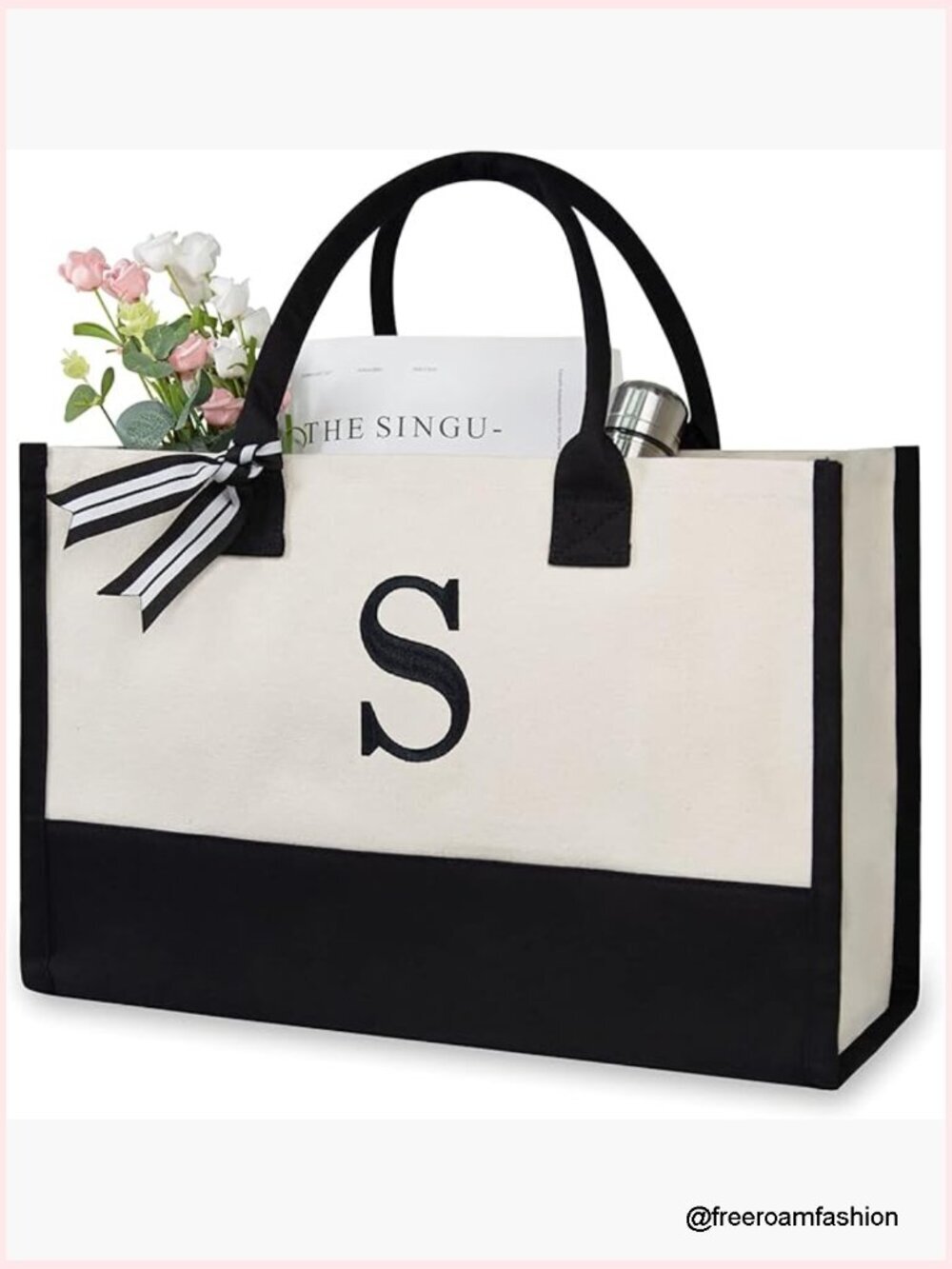 Personalized Monogrammed Canvas Beach Tote Bag for Women